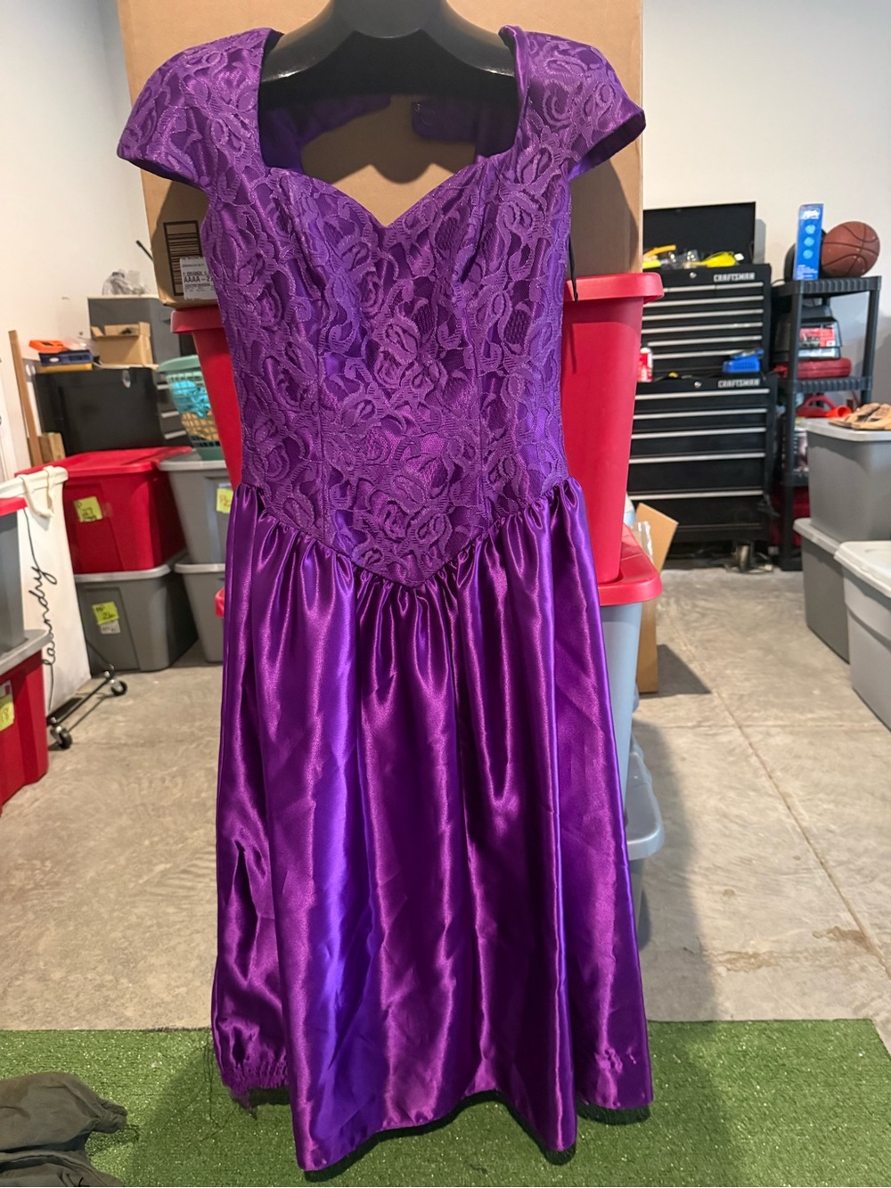 Purple Lace Satin Party Dress p35